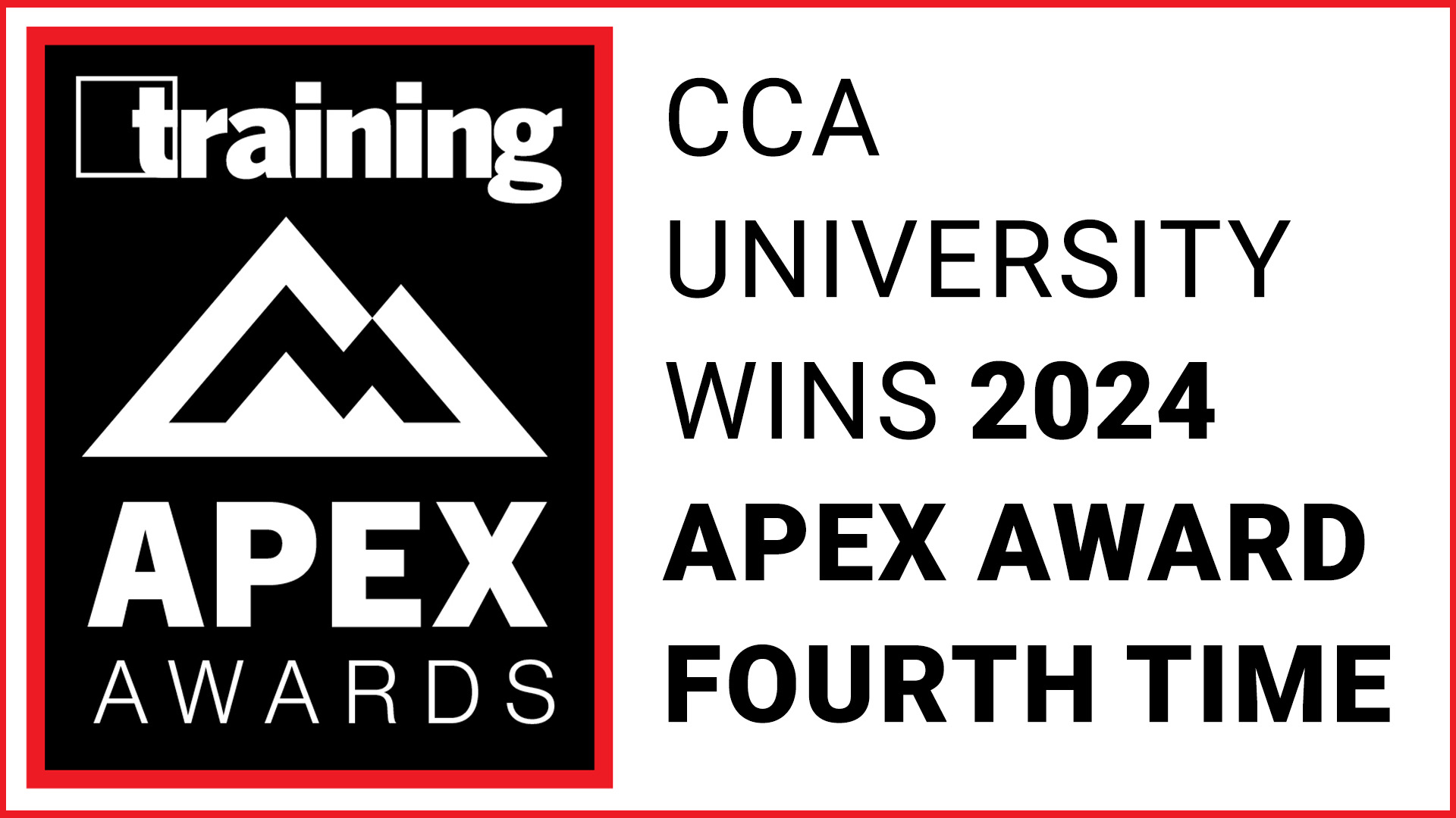 CCA University wins 4th Apex Award